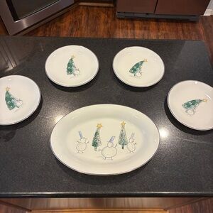 Eddie Bauer 90s Collectible Christmas Dinnerware Set 1 Serving and 4 Salad Plate